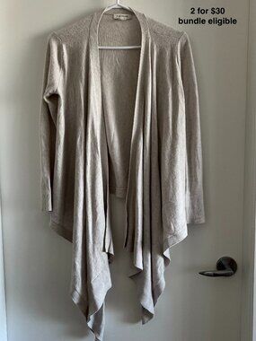 Club Monaco Alpaca Wool Blend Waterfall Cardigan Open Front Greige